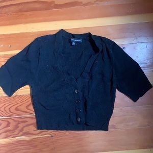 Black button down crop top